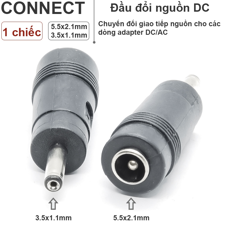 đầu chuyển nguồn 5.5x2.1mm ra 3.5x1.1mm