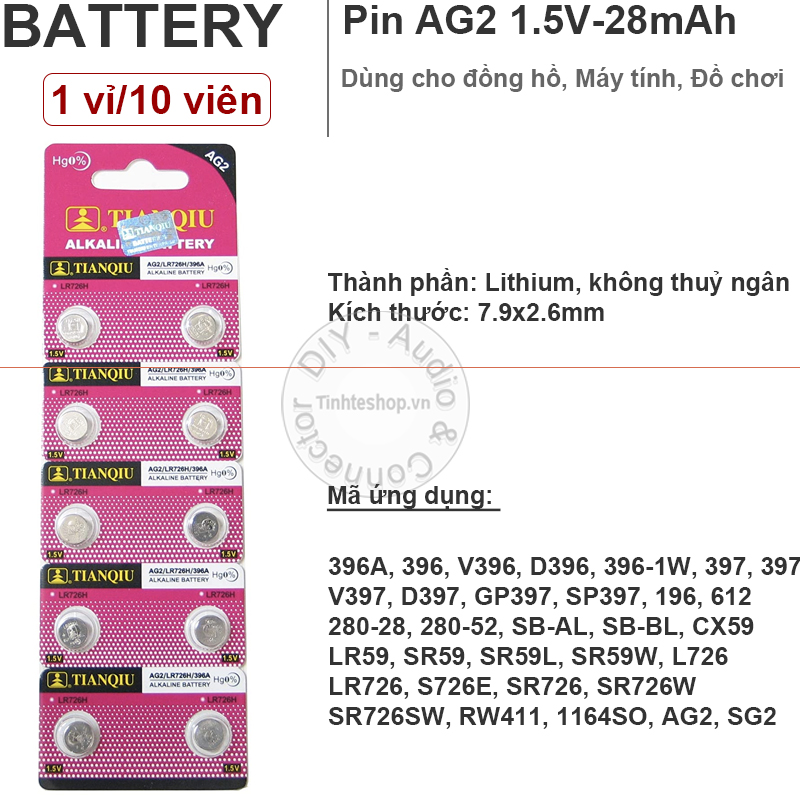 PIN AG2 LR726 LR59 SR726W SR726SW SR59