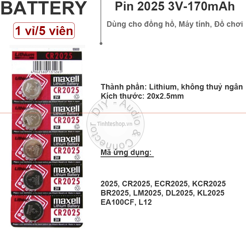 Pin CR2025 ECR2025 5003LC Maxell