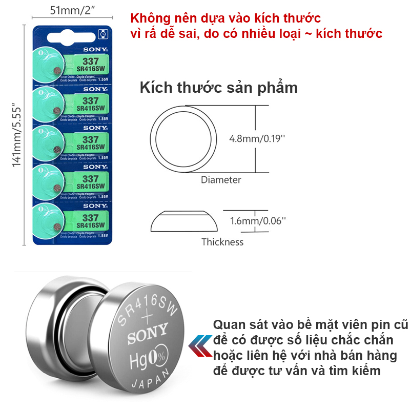 PIN đồng hồ 337 V337 GP337 SR416SW