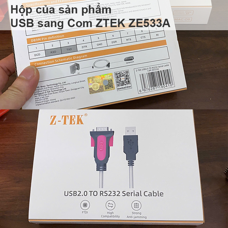 Cáp USB to COM Z-tek ZE533A 1.8 mét