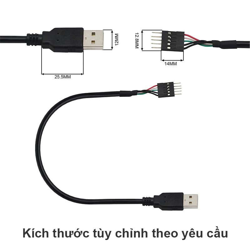 Dây chuyển USB A đực sang IDC 2.54 5p đực