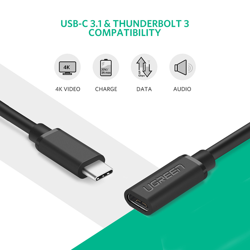 Cáp USB type C nối dài gen 1 5Gbps hỗ trợ 4K60Hz