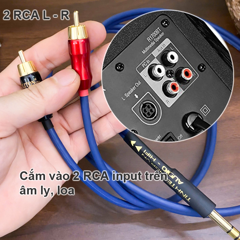 Cáp 6 ly stereo ra 2 đầu AV