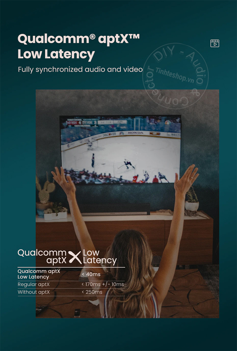 Bộ phát nhạc bluetooth 5.0 aptX từ Smart TV XBOX DVD ra Loa Tai nghe Ugreen CM150 50213