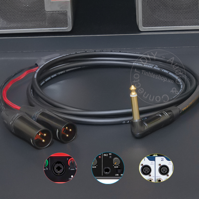 6.35mm mono to 2 XLR male audio cable