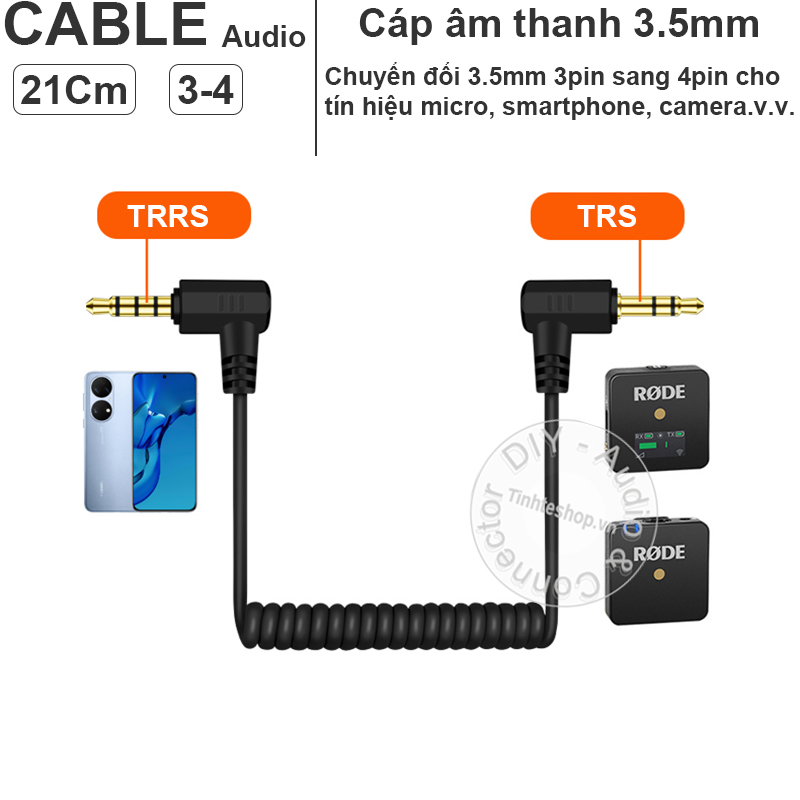 3.5mm 3-pole to 4-pole microphone cable