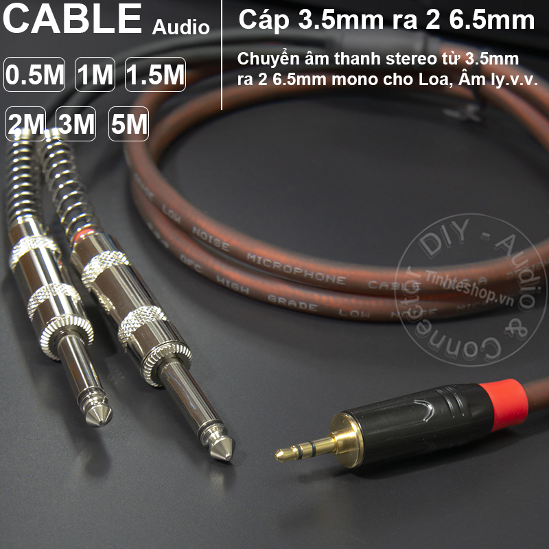 Dây chuyển jack 3.5mm ra 2 jack 6.5mm