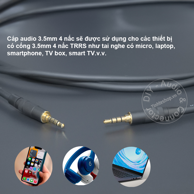 DIY 3.5mm 4-bar TRRS audio cable from 0.2 to 40 meters