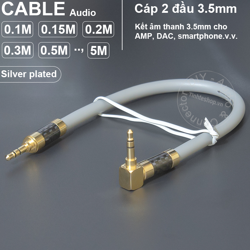 DIY AUX 3.5mm stereo audio cable 99.997 silver plated copper core