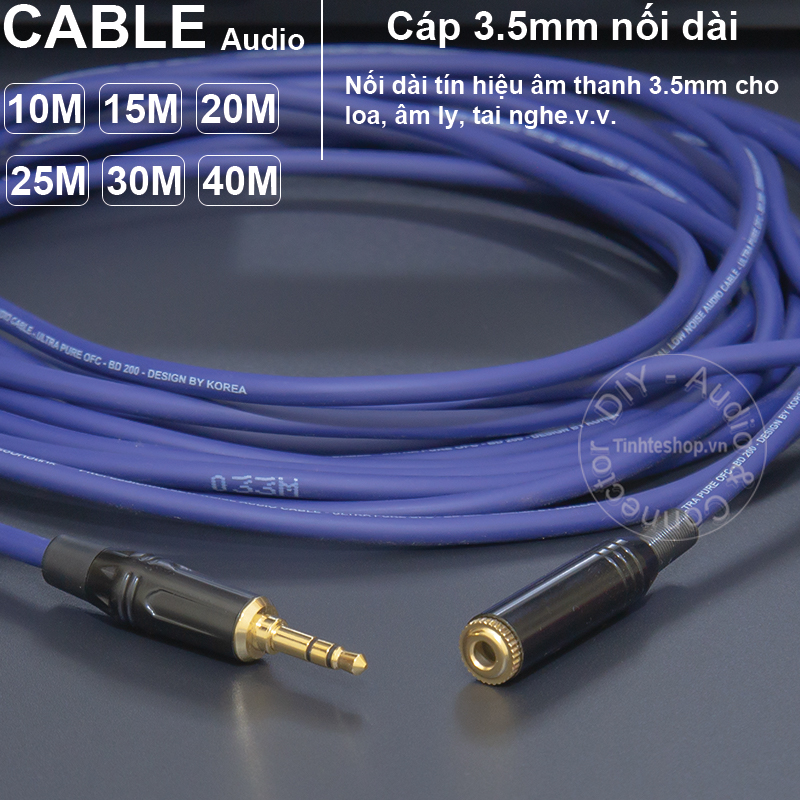 DIY 10 to 40 meter extension 3.5mm stereo audio cable
