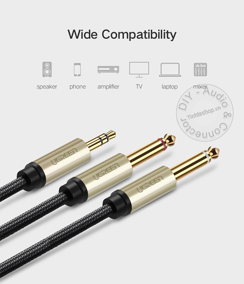 3.5mm to 2 6.35mm cable
