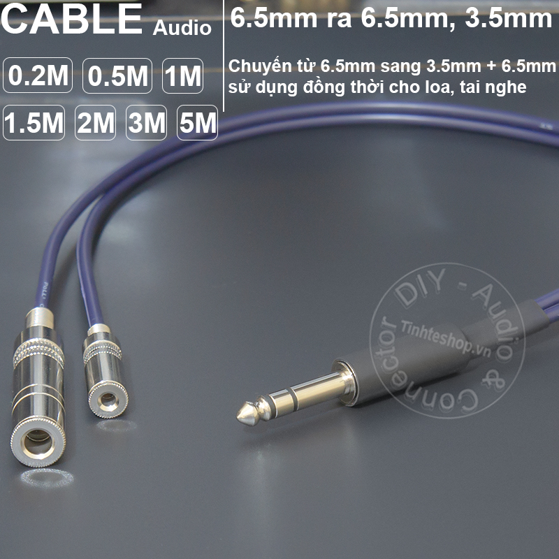 DIY 6.5mm TRS male to 6.5mm female and 3.5mm female audio cable