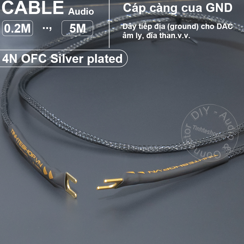 Ground wire for audio equipment with silver-plated 4N copper core