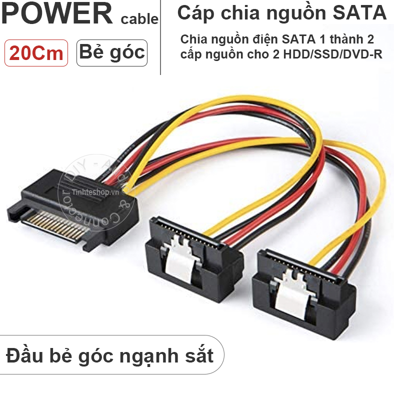 SATA power cable with angled iron button 20Cm