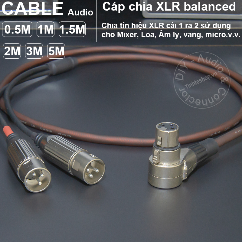 DIY balanced XLR audio cable split 1 female to 2 male