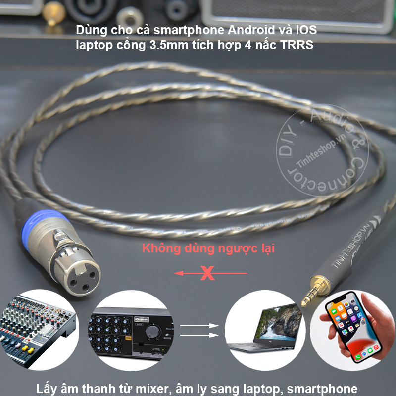 3.5mm XLR cable record audio from Equalizer to Smartphone Laptop