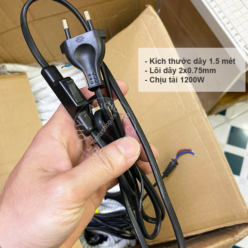 2-pin power cable with 1.5 meter switch