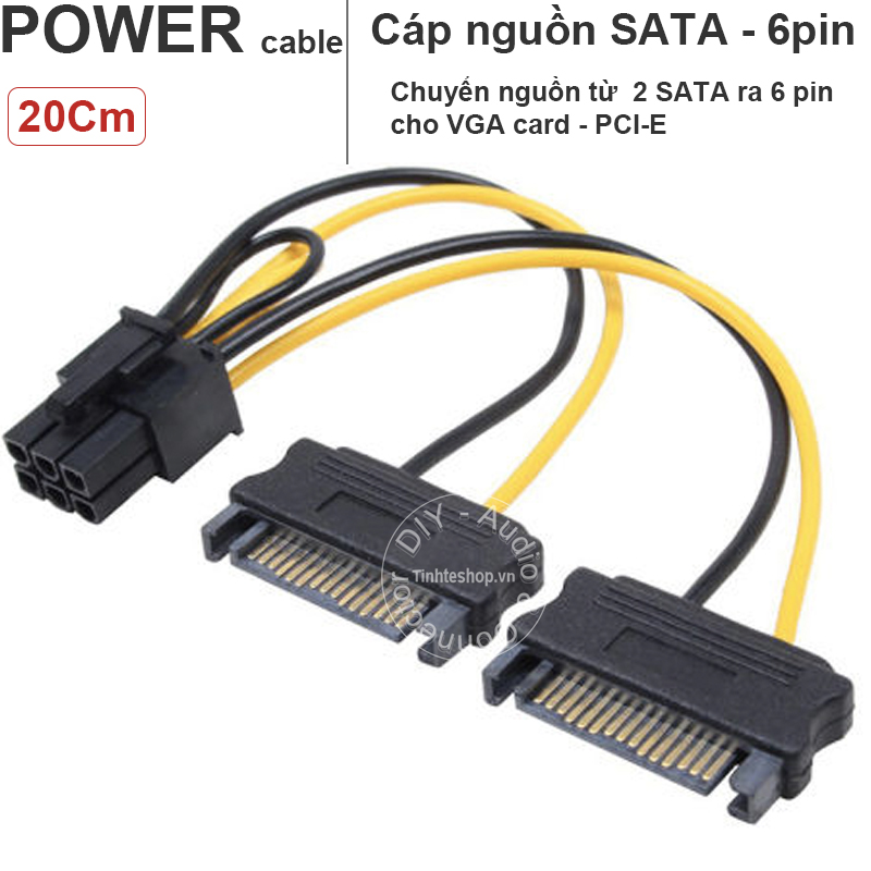 cáp nguồn 2 sata ra 6 p pci-e