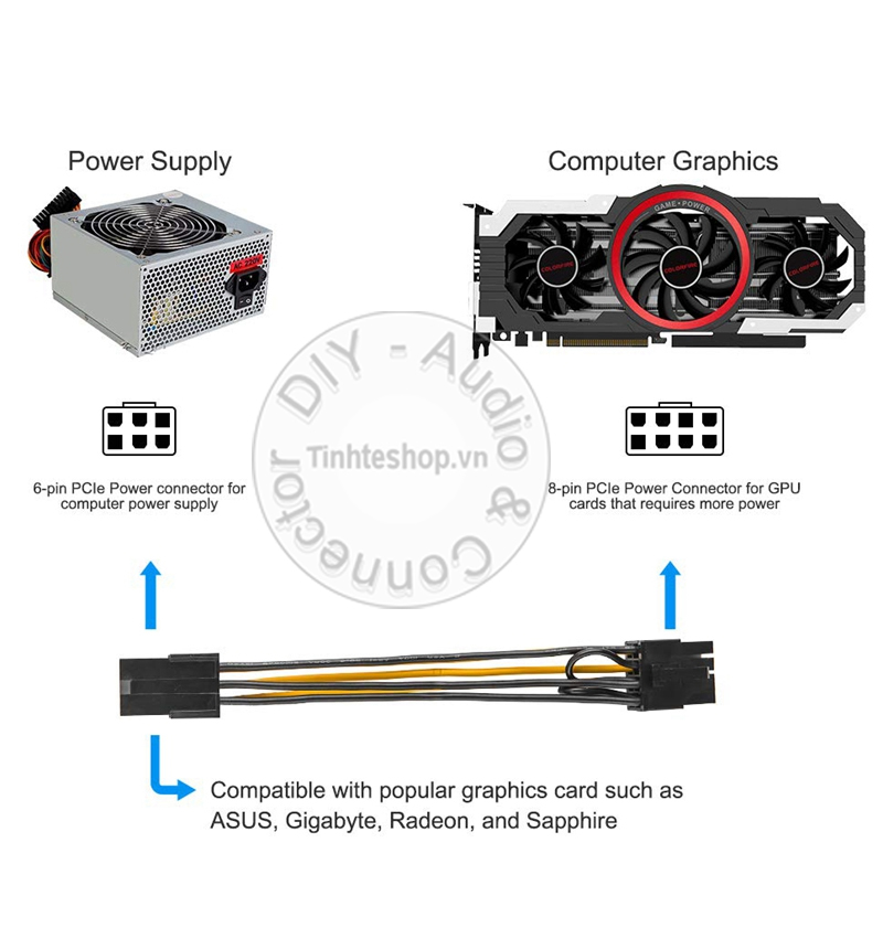 6pin female to 8pin male cable