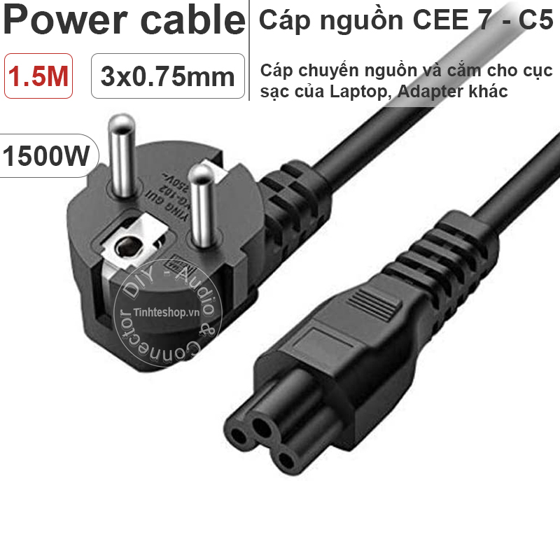 Cáp nguồn laptop  mét - Power cable for laptop charger | Tinh Tế Shop
