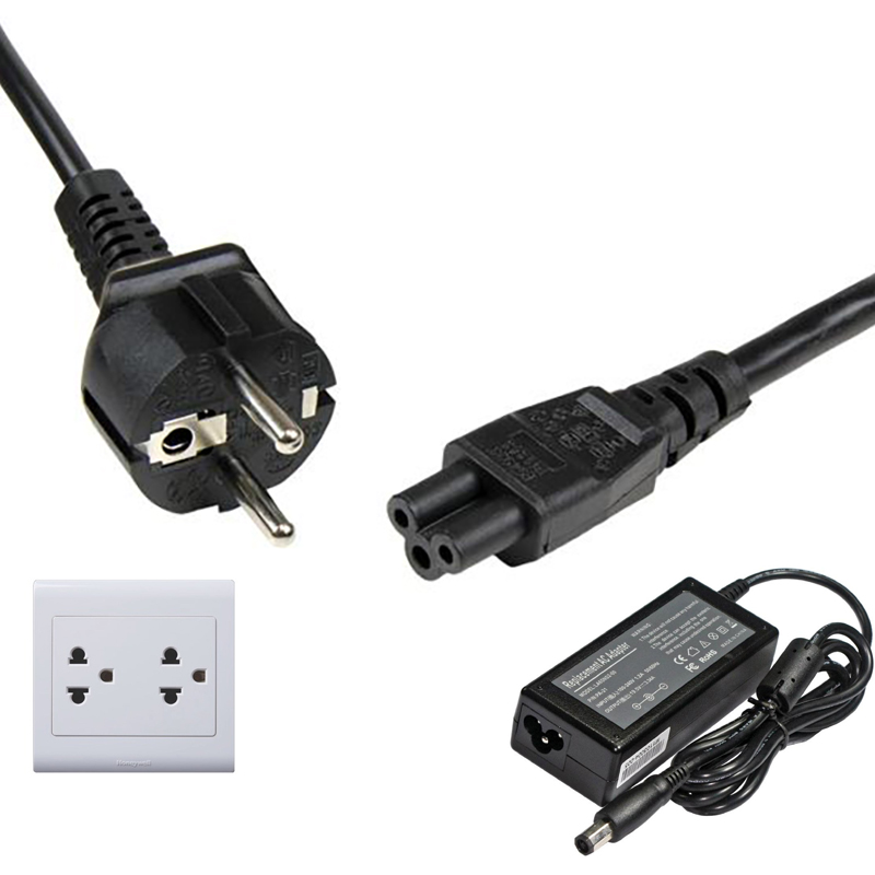 3 prong laptop power cord chuko CEE7 to C5 1.5 mét