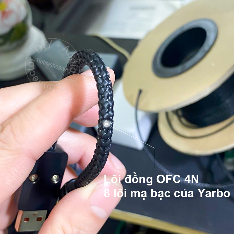 Cáp USB sang Micro USB DAC 8 lõi đồng mạ bạc Yarbo