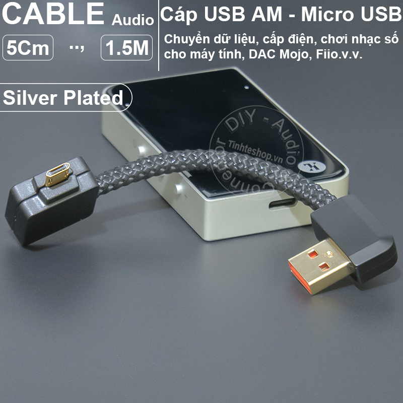 Cáp USB sang Micro USB DAC 8 lõi đồng mạ bạc Yarbo
