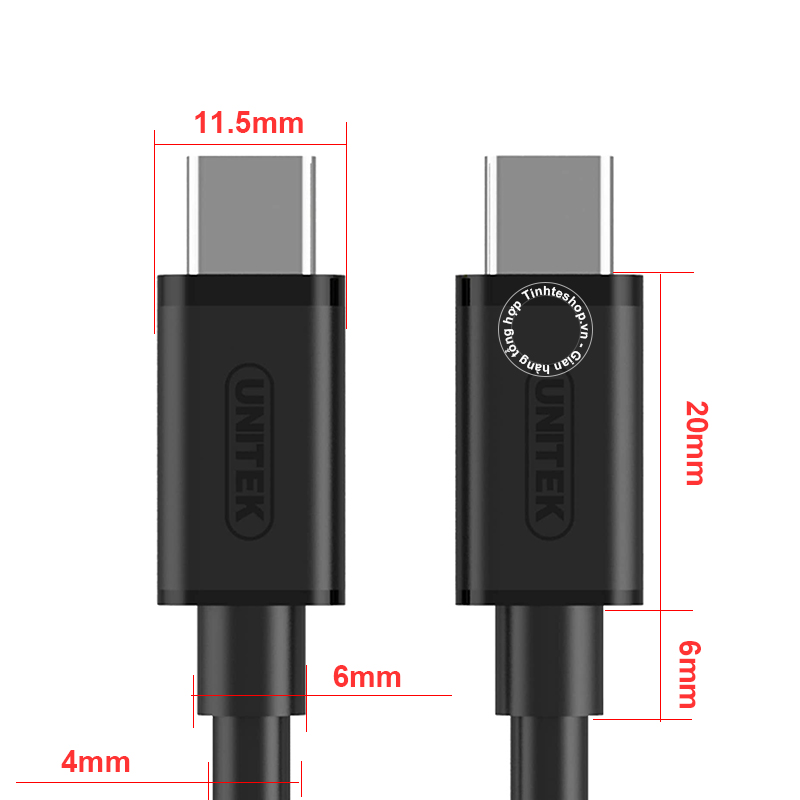 Cáp USB type C gen 1 5Gbps PD60W 1 mét Unitek Y-C477BK
