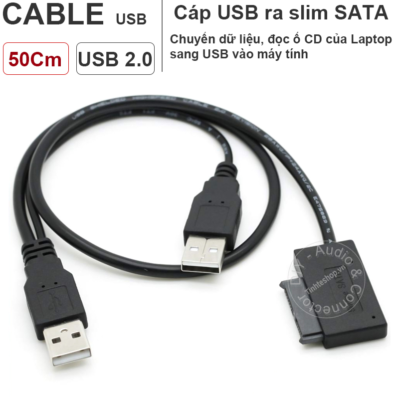 USB sang slim SATA đọc ổ CD laptop có hỗ trợ nguồn 5V