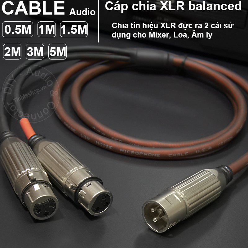  male to 2 female XLR balanced audio splitter cable