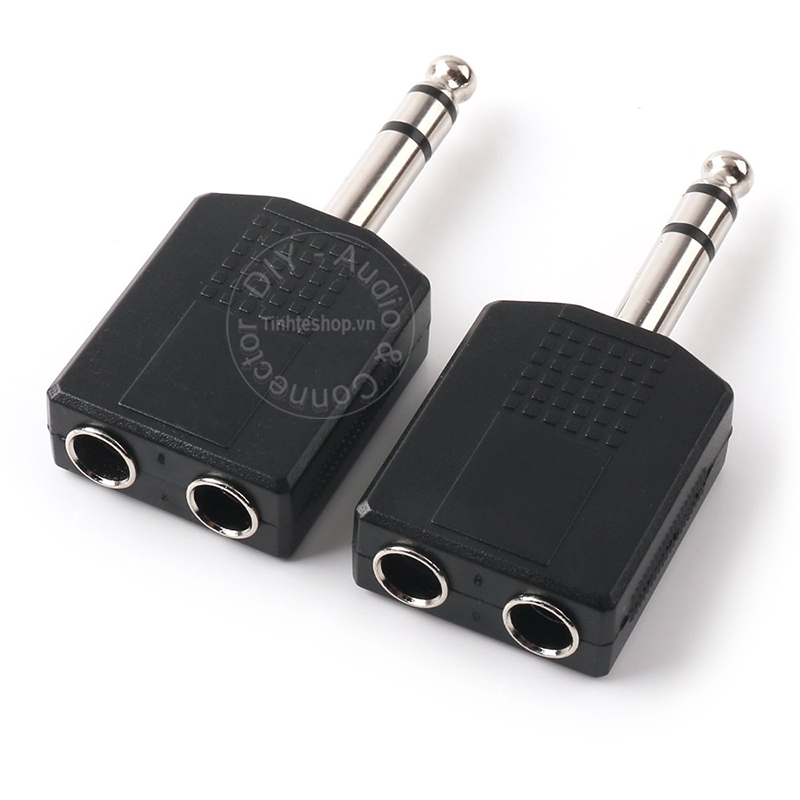 Jack chia âm thanh 6.35mm đực ra 2 6.5mm stereo