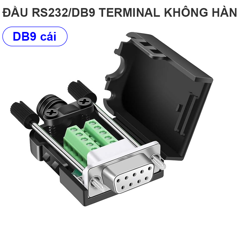 S232 D-SUB DB9 Serial to 9Pin Port Terminal Block with Case Long Bolts Tail Pipe