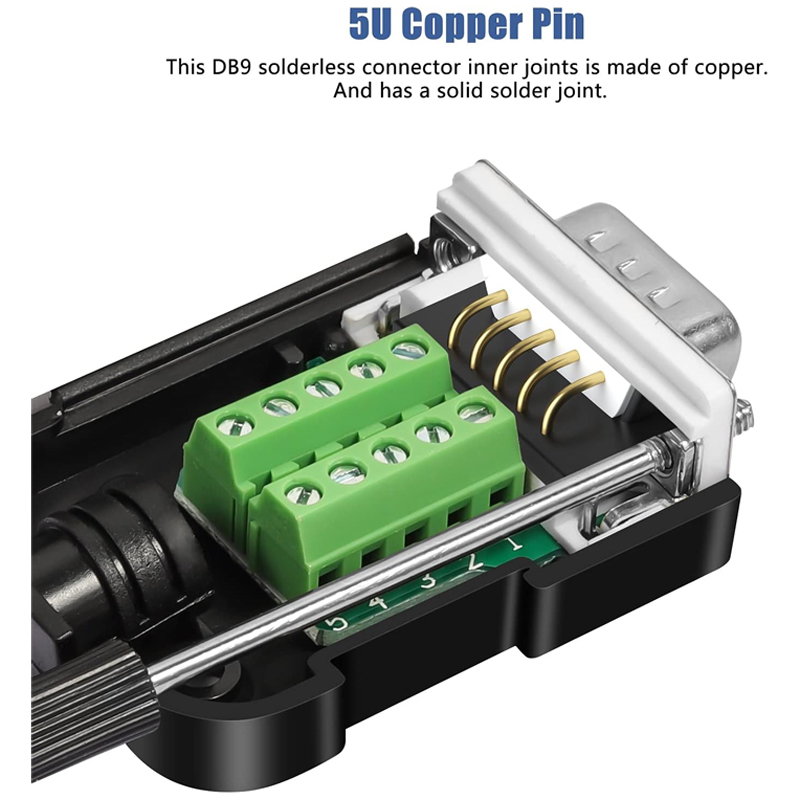 S232 D-SUB DB9 Serial to 9Pin Port Terminal Block with Case Long Bolts Tail Pipe
