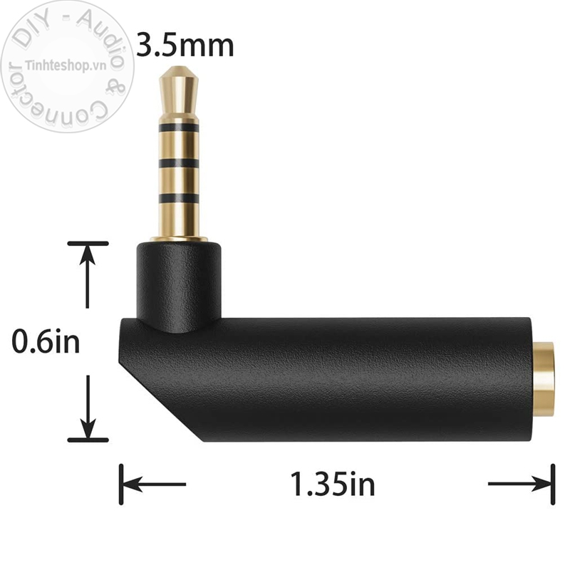 3.5mm stereo 4 pole male to female angle jack plug