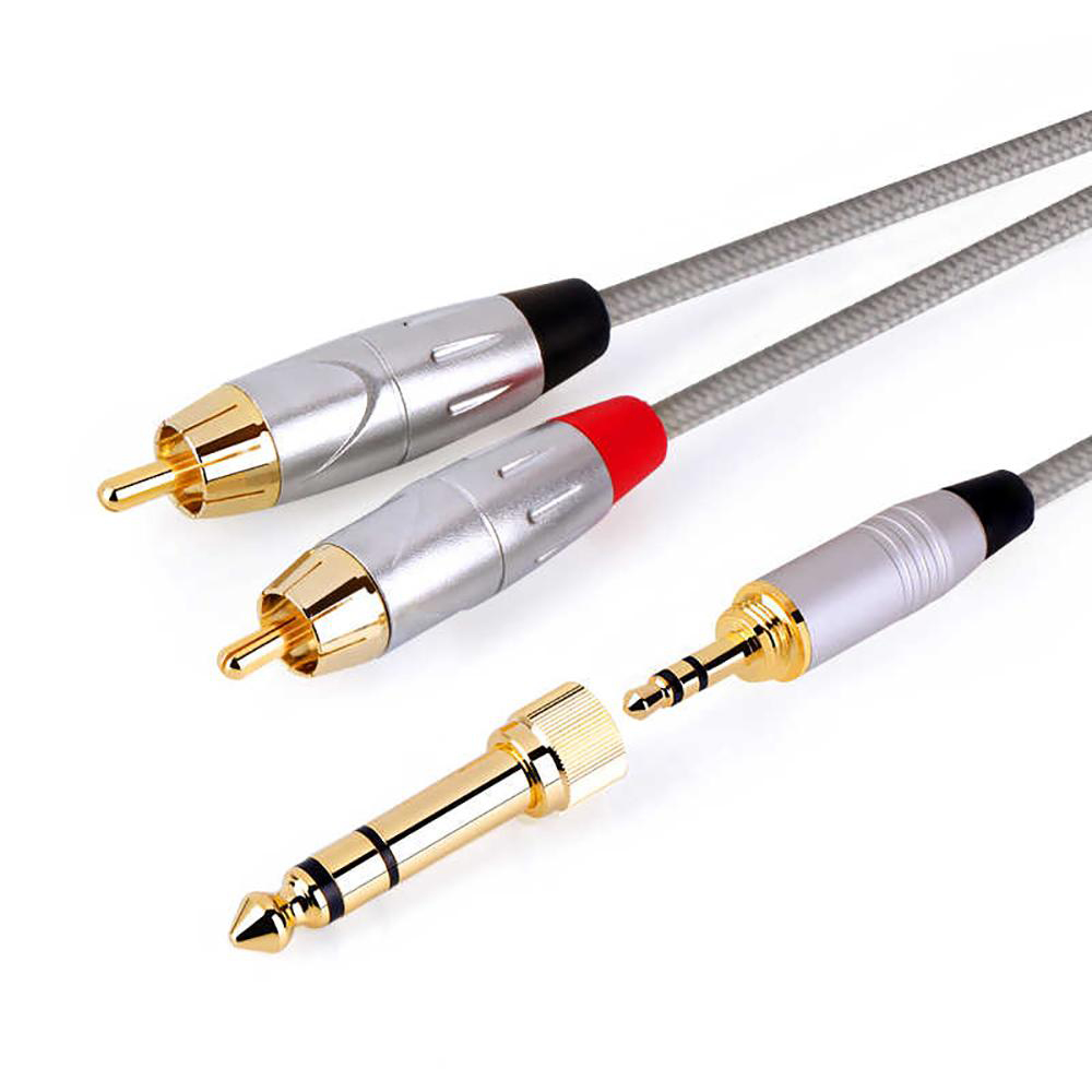 6.35mm male to 3.5mm female stereo jack with threaded ring for large headphones