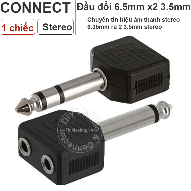 6.35mm stereo to 2 3.5mm female adapter