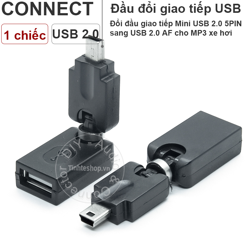 Đầu OTG mini USB cho ô tô kết nối USB ca nhạc xoay 360