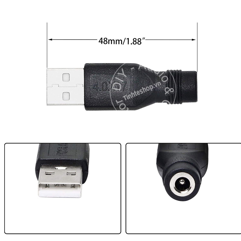 DC USB male to 4.0x1.7mm female power adapter