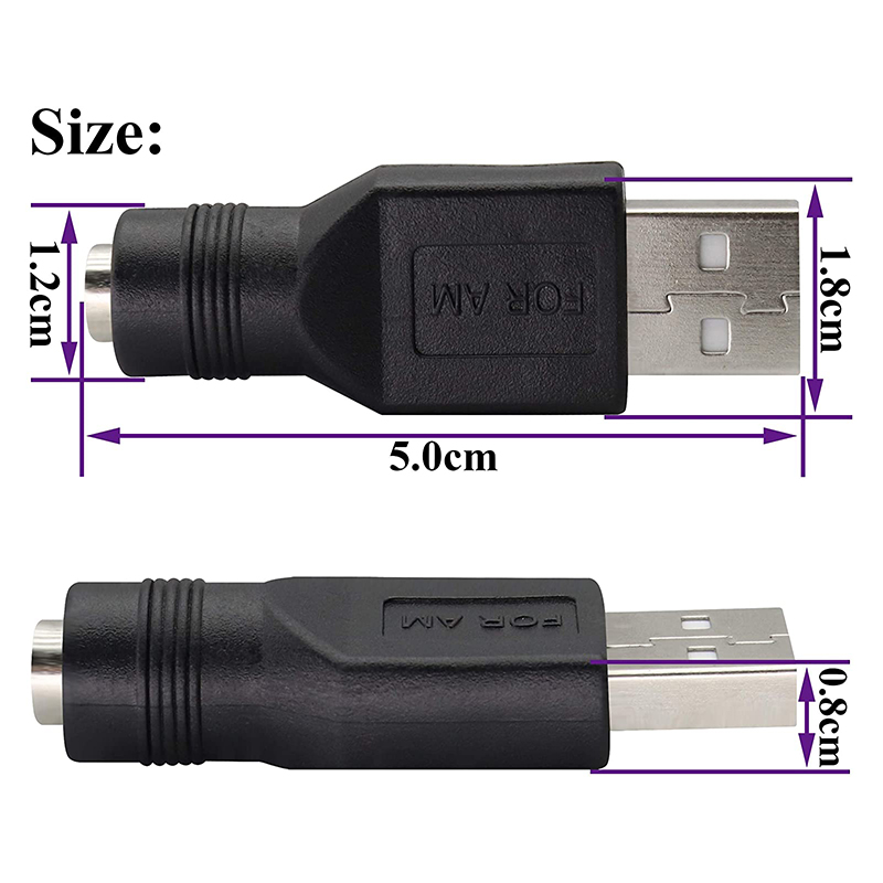 Đầu chuyển nguồn USB sang chân tròn DC 5.5x2.1mm