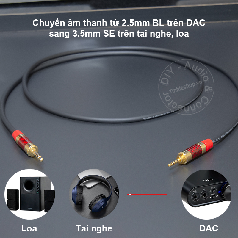 DIY 2.5mm to 3.5mm audio cable