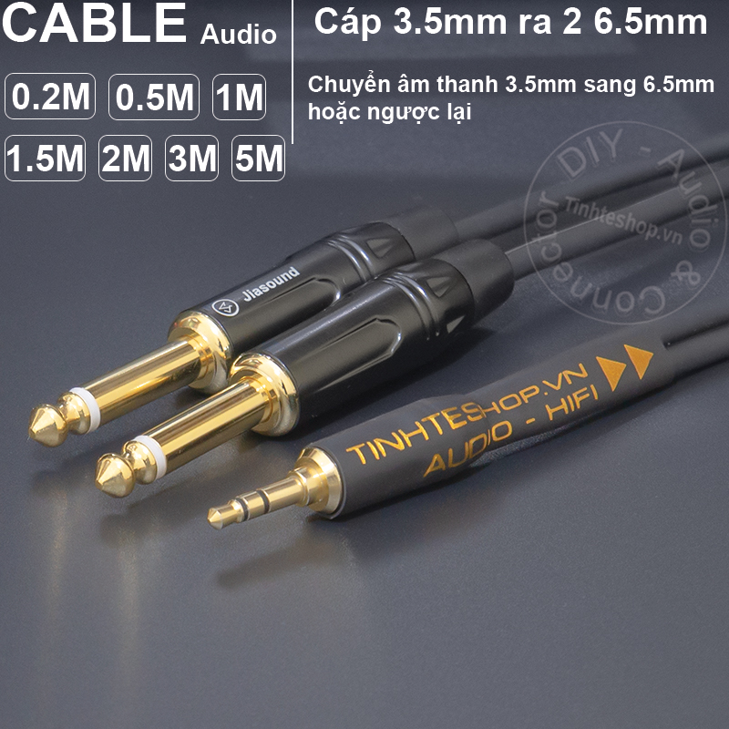 2 6.5mm mono to 3.5mm stereo cable