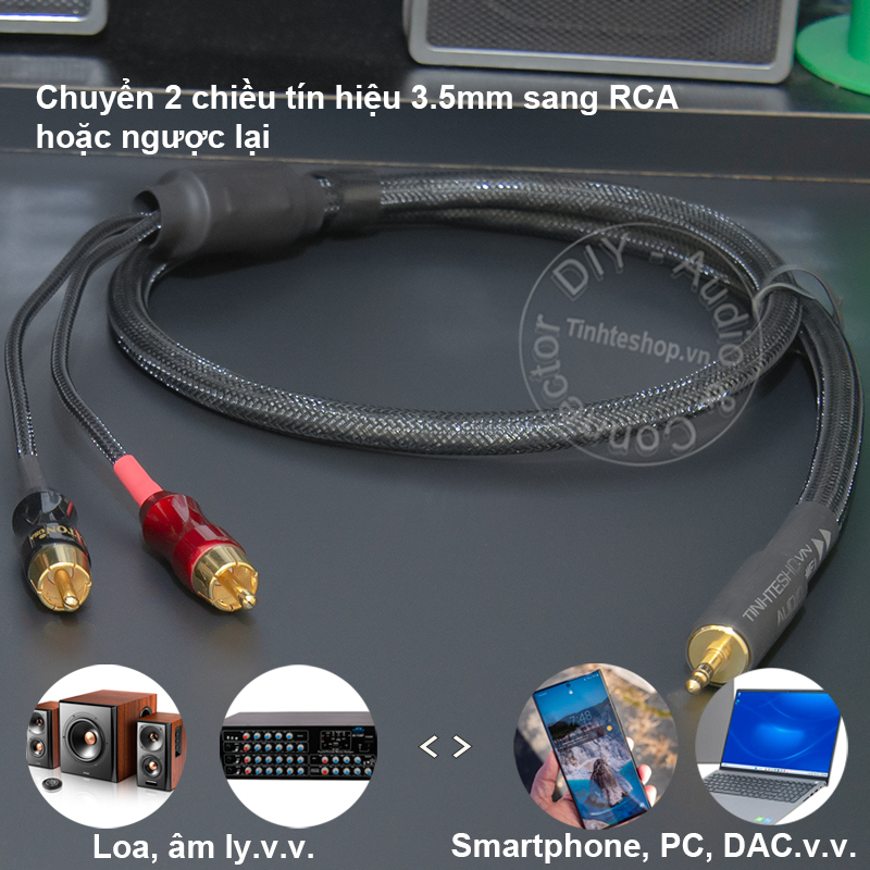 DIY 3.5mm to 2 RCA stereo audio cable with 5N silver-plated HIFI copper core