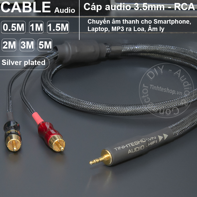 DIY 3.5mm to 2 RCA stereo audio cable with 5N silver-plated HIFI copper core