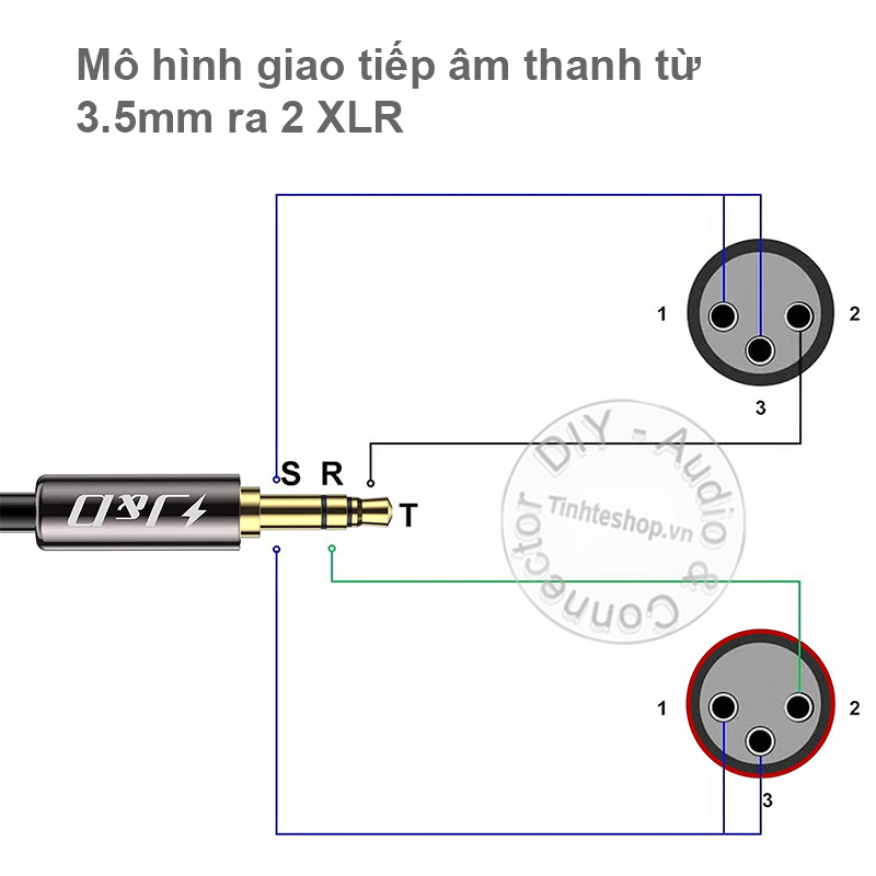 3.5mm to 2 XLR female cable