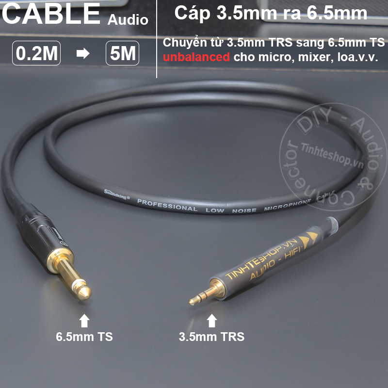 1/8 stereo to 1/4 mono audio cable for active speakers
