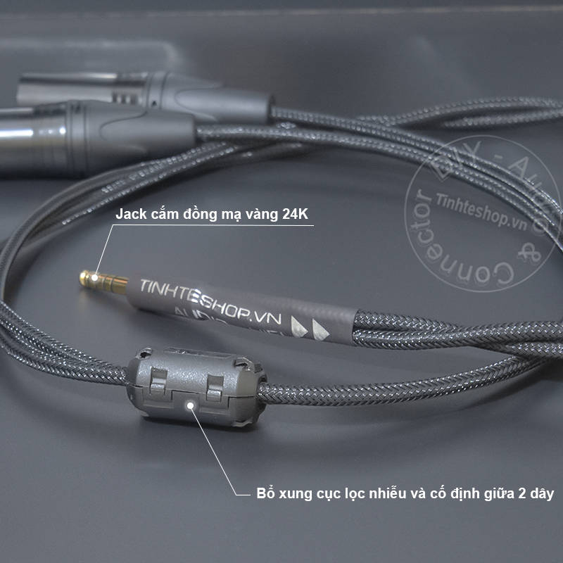 4.4mm to 2 6.35mm TRS balanced audio cable