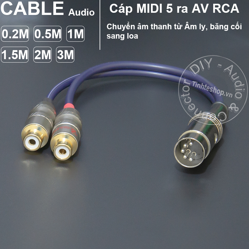 DIY 5 pin to 2 RCA female MIDI audio cable