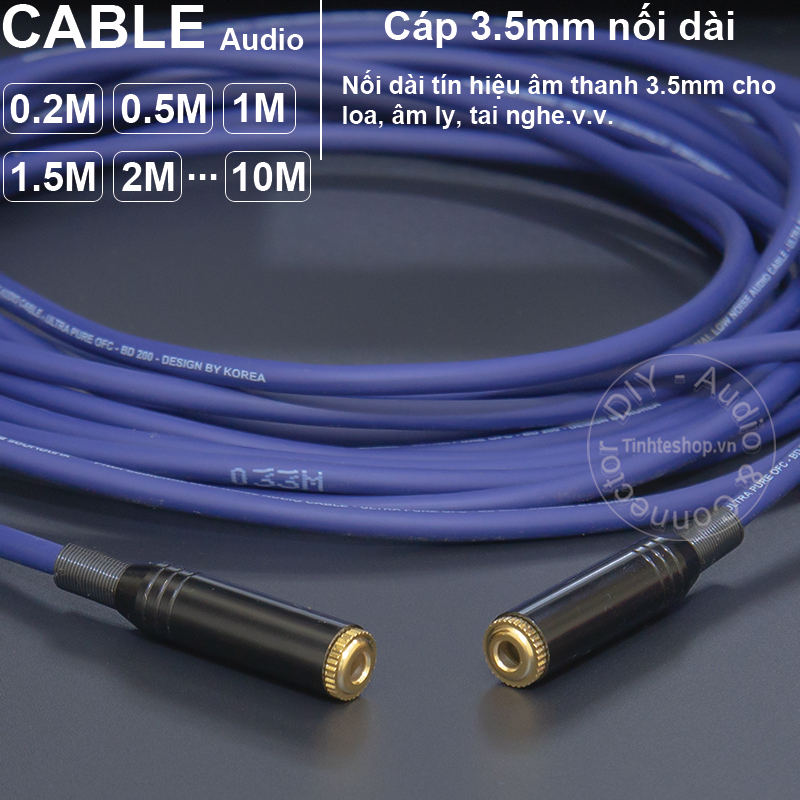 0.2 to 40 meter DIY female to female 3.5mm stereo audio cable