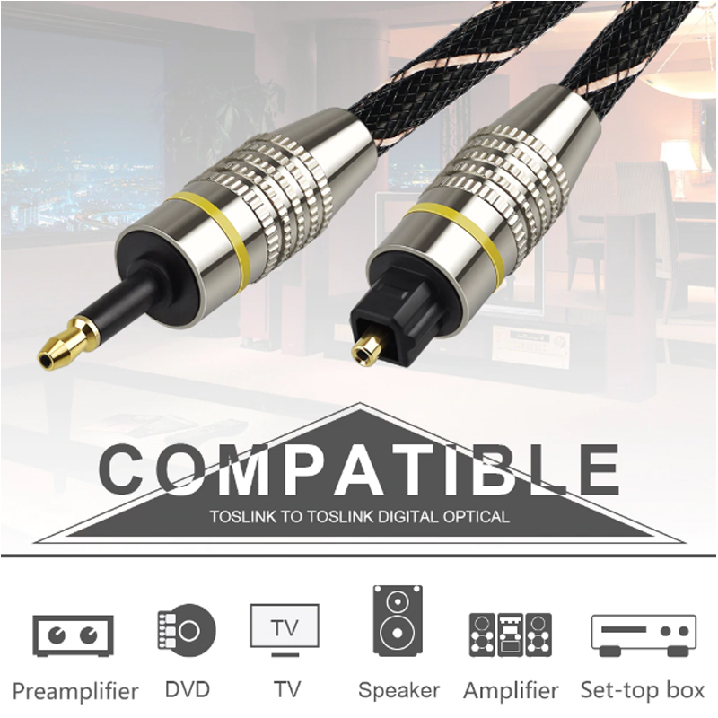 Cáp quang optical ra audio 3.5mm 1 đến 10 mét - Toslink mini 3.5mm to ...